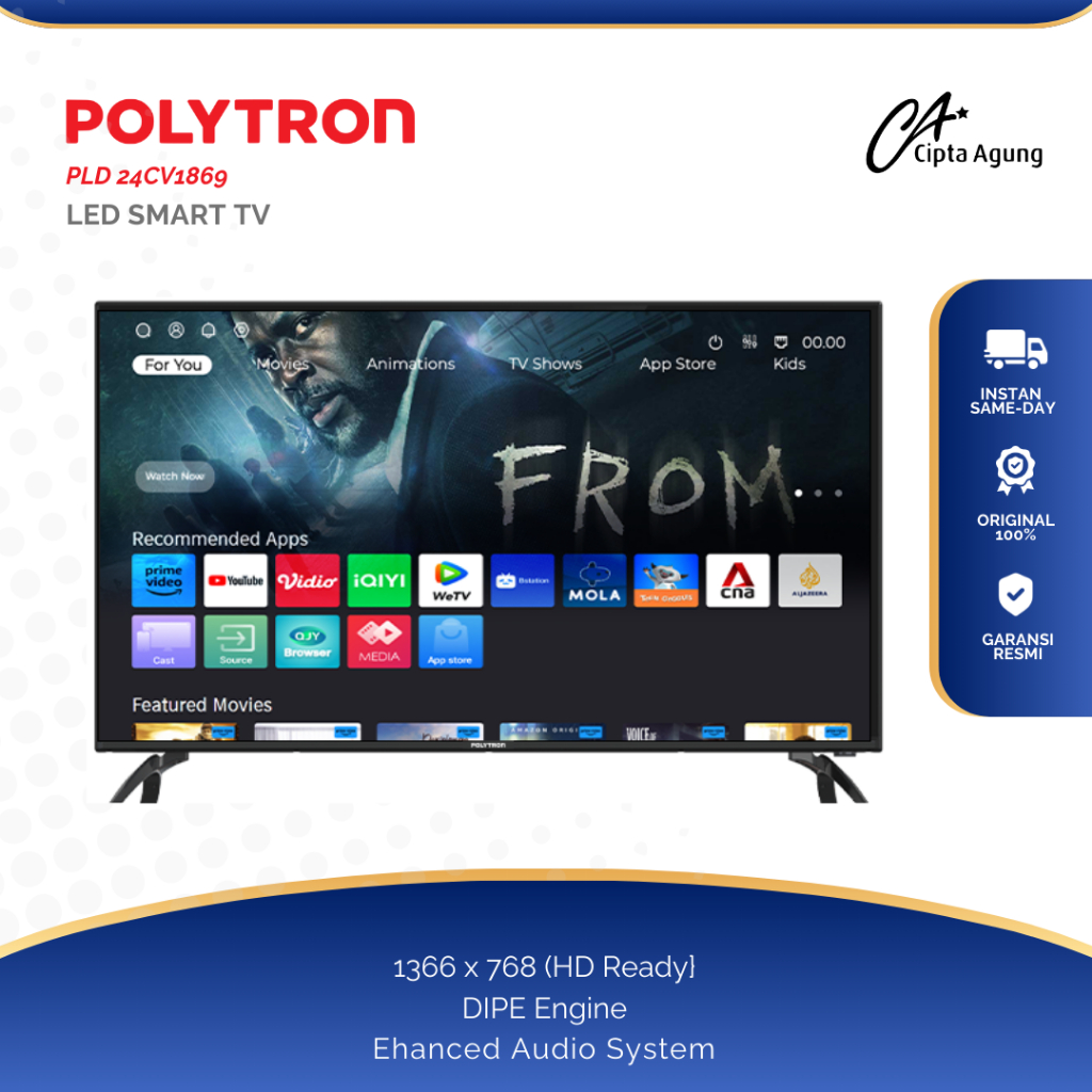 Jual POLYTRON LED 24 INCH SMART DIGITAL TV - PLD 24CV1869 YOUTUBE 24CV ...