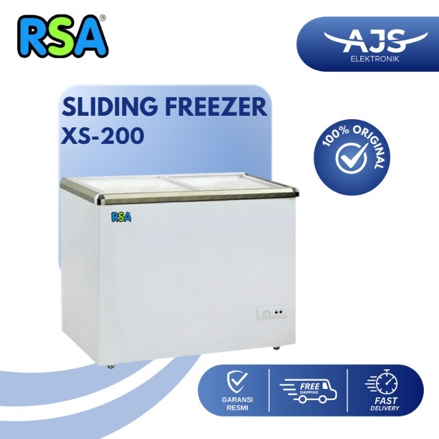 Jual RSA Sliding Flat Glass Freezer XS-200 / XS200 kaca datar 171 liter ...