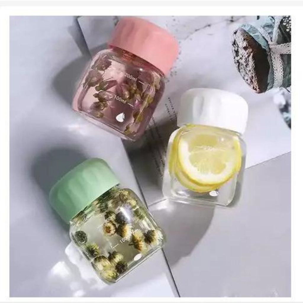 Jual Botol Minum Jus Kaca Botol Minum Air Mini Anti Tumpah | Shopee ...
