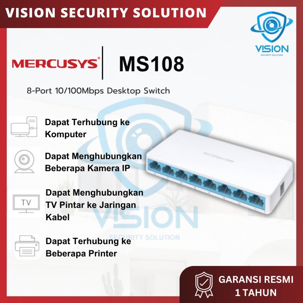 Jual Tp-Link Mercusys MS108 8 Port 10/100mbps Desktop Ethernet Switch ...