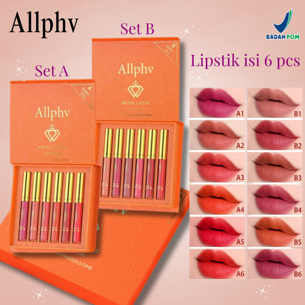 Jual BPOM ALLPHV Lipstik Set/Matte Liquid Lipstick/ lipstik murah ...