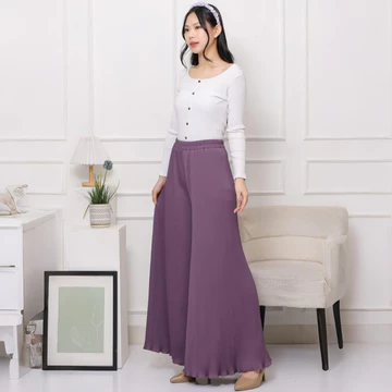 Celana Kulot Plisket Wavy Celana Kulot Flowy Pleated Cullote Pants Kulot Big Size