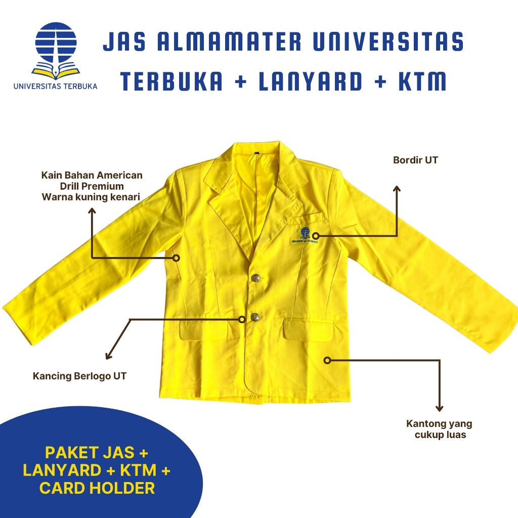 Jual Jas Almet UT + Lanyard+KTM/Jas almamater Kampus UT Pria & Wanita ...