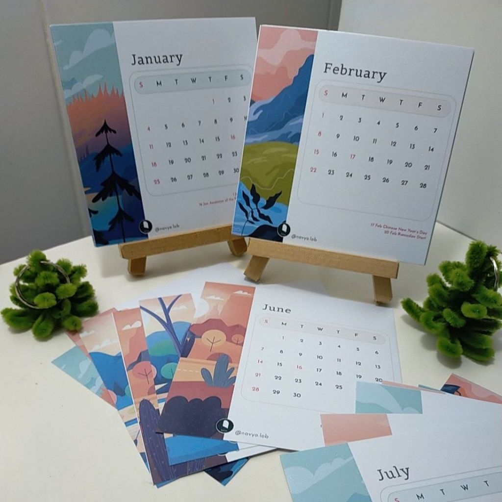 Jual KALENDAR 2026 STAND KAYU ESTETIK | KALENDER MINI DUDUK MEJA HADIAH ...