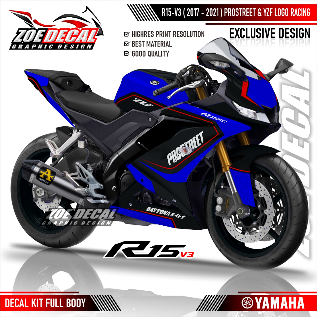 Jual Decal Stiker Full Body Yamaha R15 V3 Motif Prostreet & Yzf Logo ...