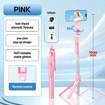 Jovitech Tripod 4 Kaki Stabil Tongsis Selfie Stick Bluetooth Satu Fungsi Klik 178cm TR17