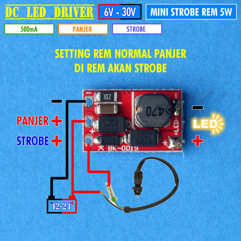 Jual Mini Modul Rem 5W LED Strobe Kedip Stop Flash Strobo PCB ...