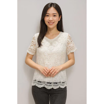 Blus Atasan Wanita Aurum Tangan Pendek Full Brokat 5331