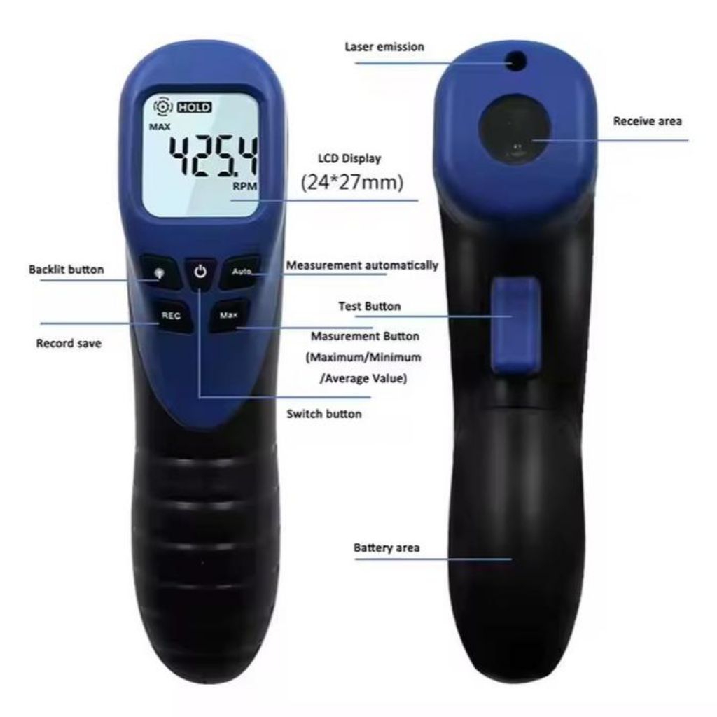Jual Digital Tachometer Laser Non Contact Tachometer RPM Meter Digital ...