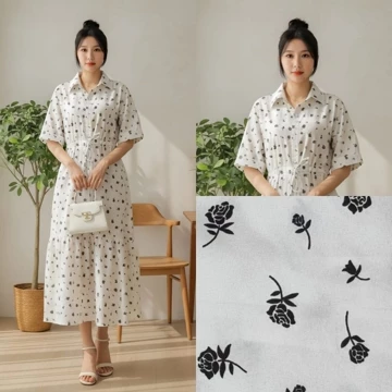GG DRESS YURI MIDI DRESS Button Gaun Wanita Gaun Casual Busui Friendly