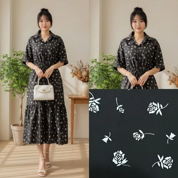 GG DRESS YURI MIDI DRESS Button Gaun Wanita Gaun Casual Busui Friendly