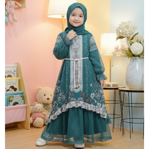 Arabell Sultan Gamis Lebaran Anak Babidoll Mix Chantily Baju Dress Pesta Motif B - foto 5