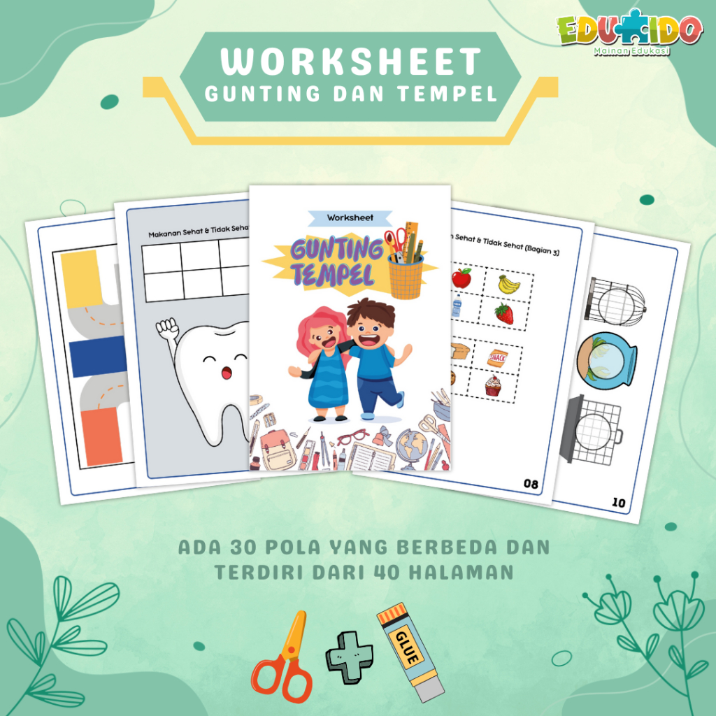 Jual Buku Worksheet Aktivitas Latihan Menggunting dan Menempel Anak 45 ...