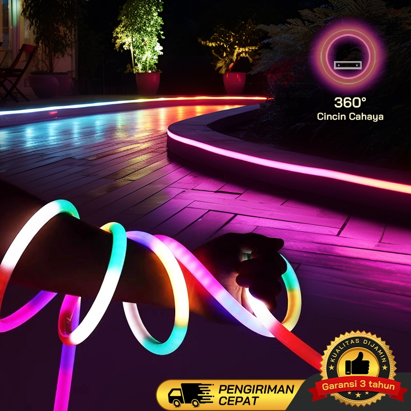 Jual Lampu Strip LED Bulat 220V Warna Warni - Anti Air Outdoor Colok ...