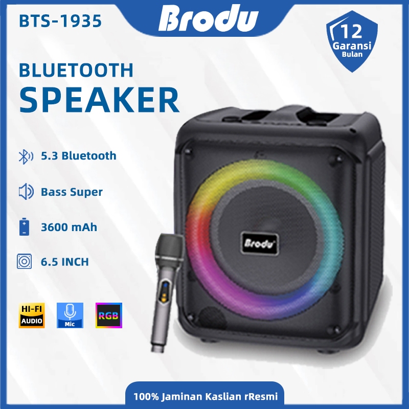 Jual BRODU BTS-1935 Speaker Bluetooth Karaoke 6.5 Inch Mic Wireless ...