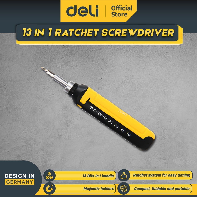 Jual Deli Tools Obeng Ratchet Screwdriver 13 in 1 CrV EDL240013D ...