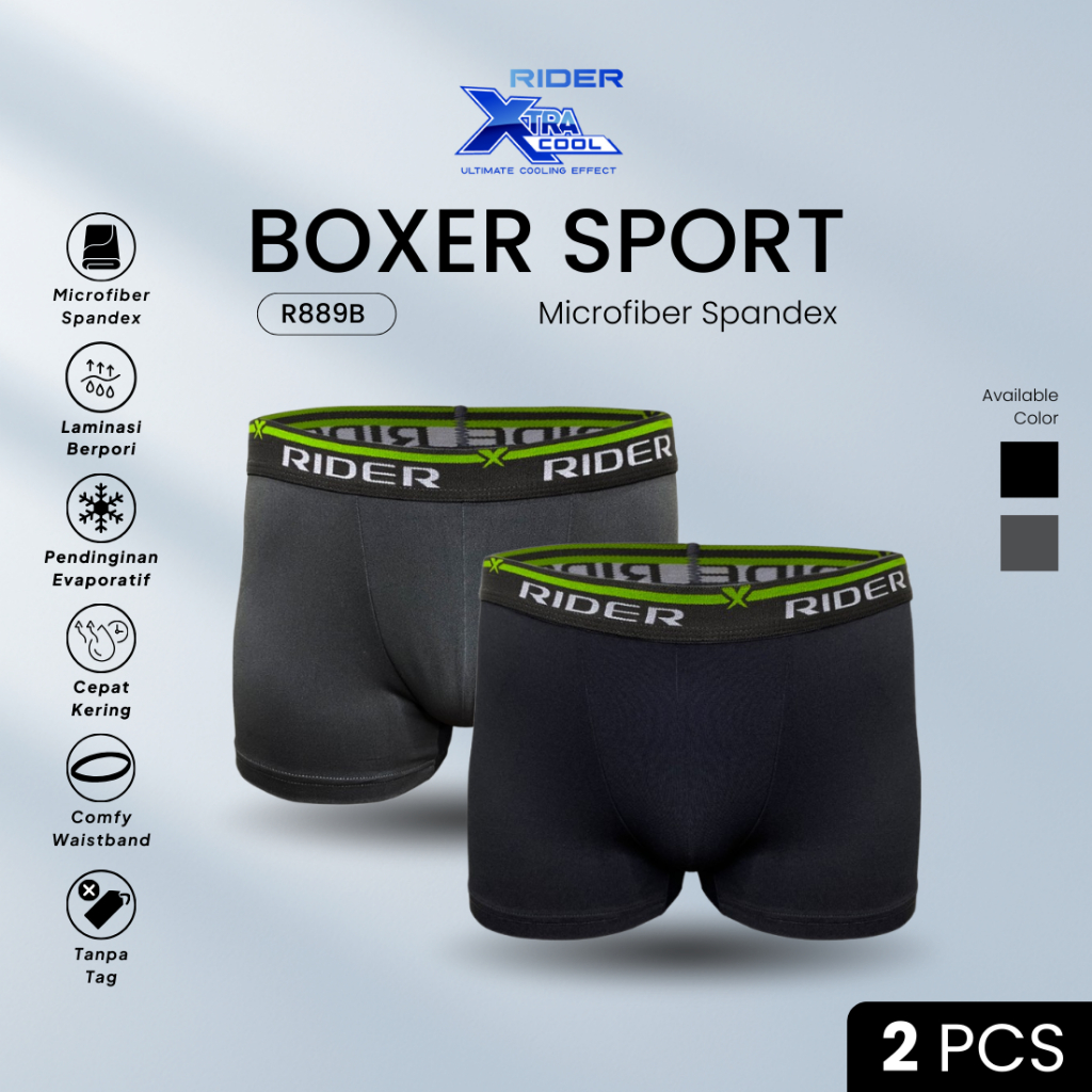 Jual Rider Xtracool Microfiber Boxer Brief - Boxer Pria R889B isi 2 Pcs ...