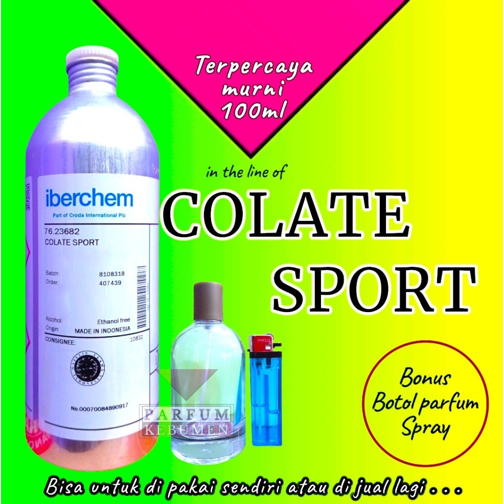 Jual 100ml bibit parfum murni COLATE SPORT iberchem , bonus botol ...