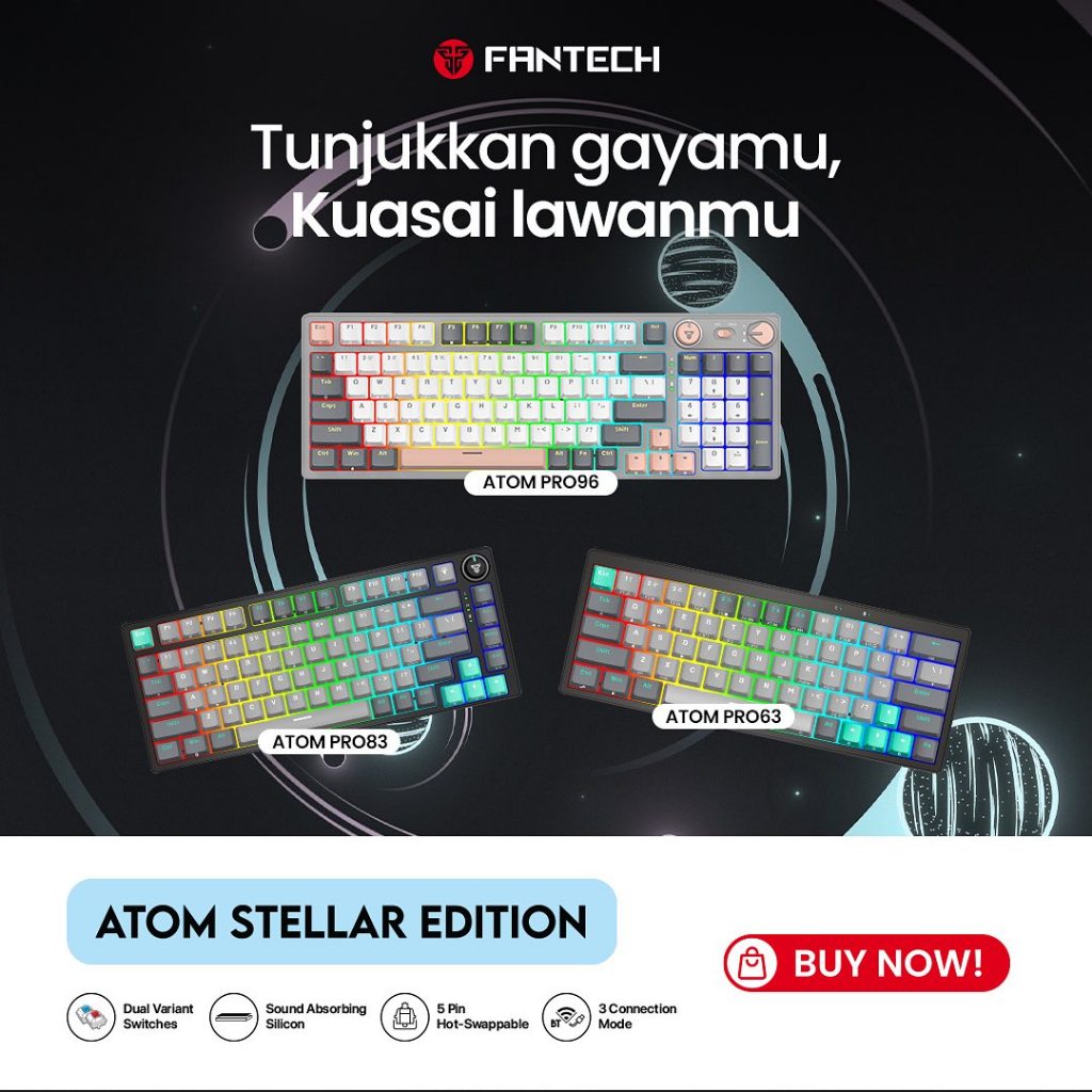 Jual Keyboard Fantech ATOM PRO 63 83 96 Series Wireless Bluetooth Tri ...