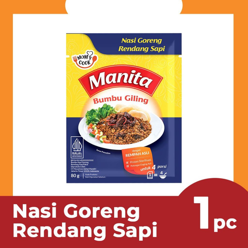 Jual NASI GORENG RENDANG SAPI MANITA BUMBU INSTAN ENAK 80gr | Shopee ...