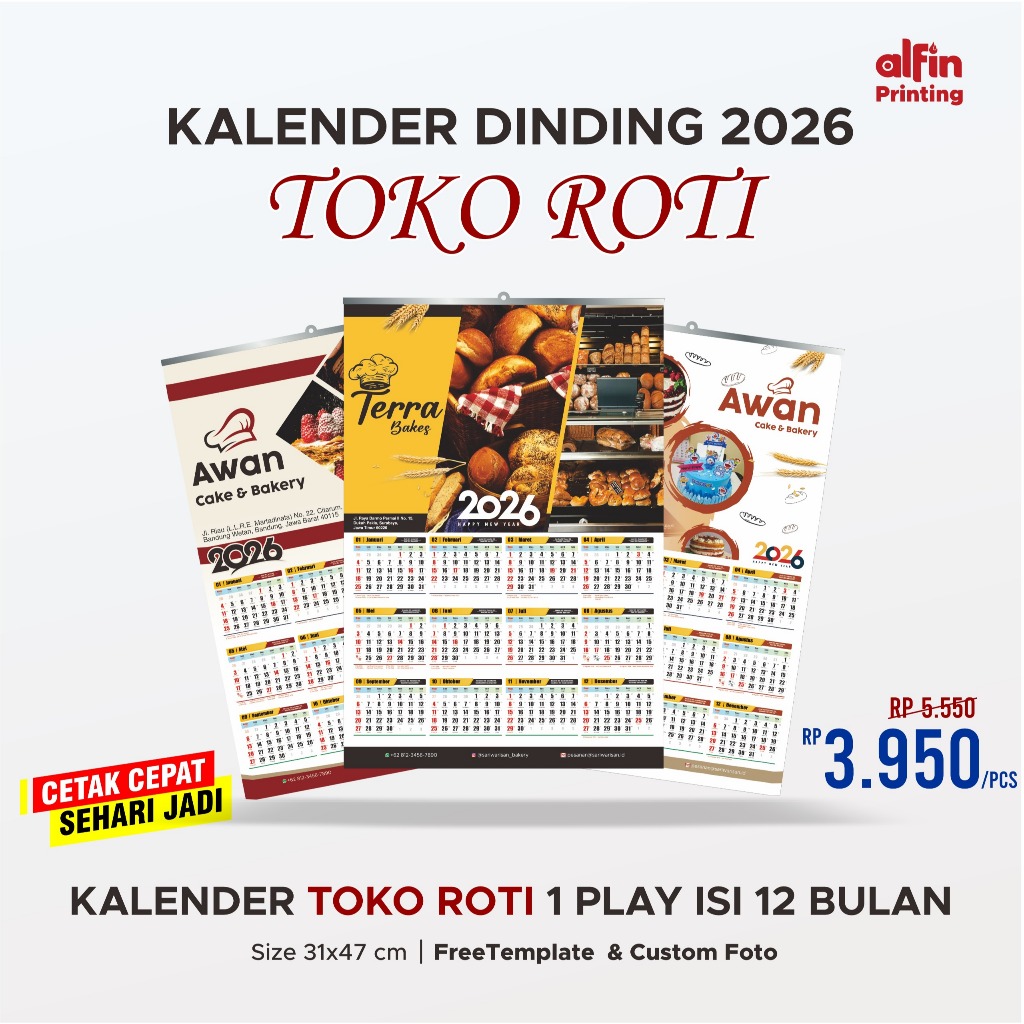 Jual KALENDER TOKO ROTI 2026 | KALENDER DINDING TOKO ROTI BAKERY MURAH ...
