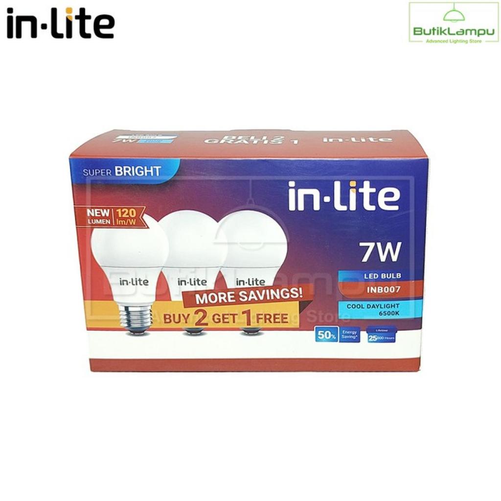 Jual Paket Beli 2 Gratis 1 Lampu LED Bulb inlite Multipack 7 Watt ...