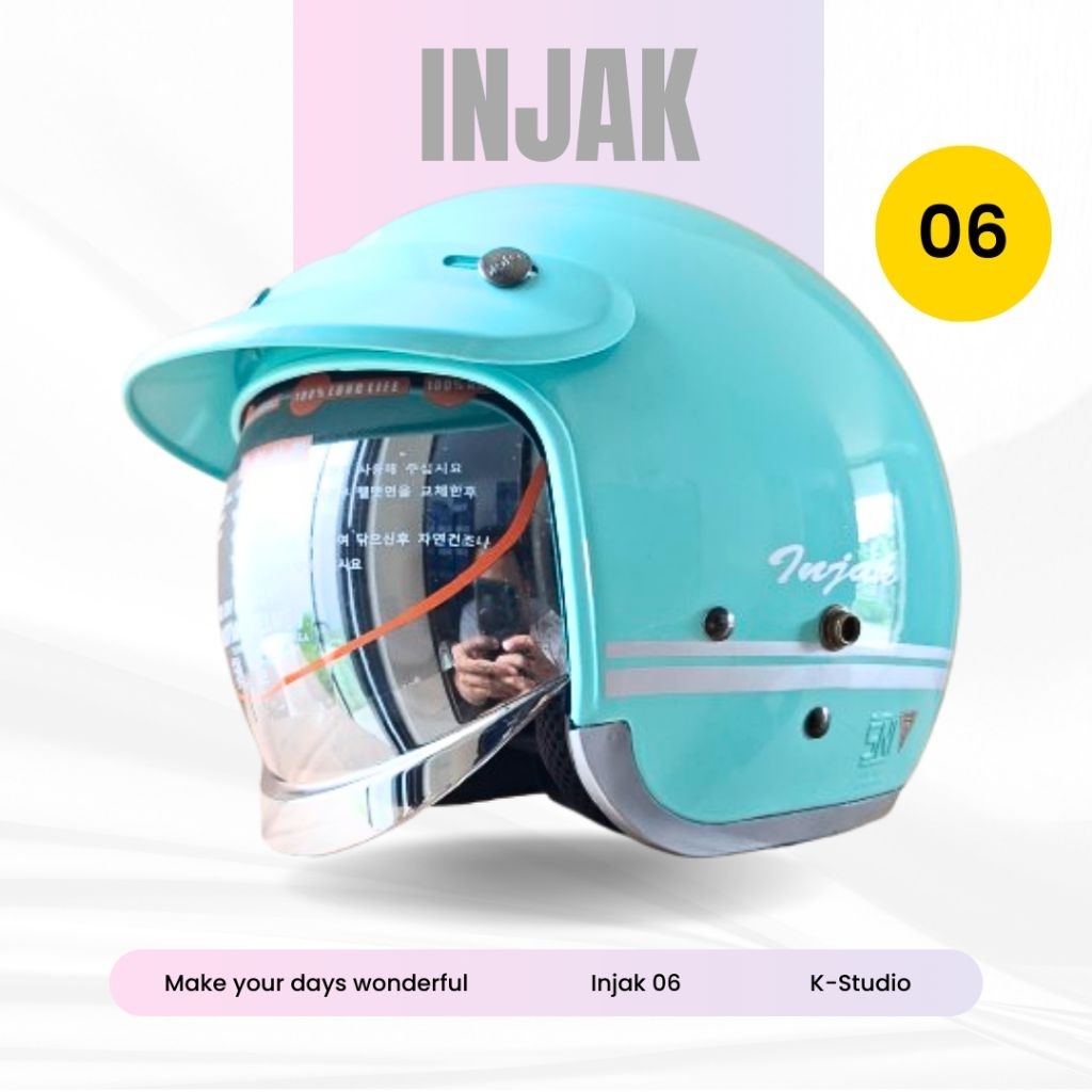 Jual Helm Injak 06 Kaca Dalam Bogo Half Face - Visor Anti UV, SNI ...