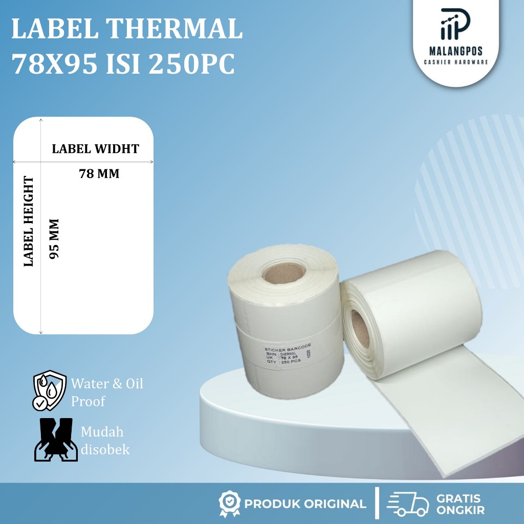 Jual Label Barcode Thermal 78x95 Isi 250 Kertas Sticker Label Resi ...