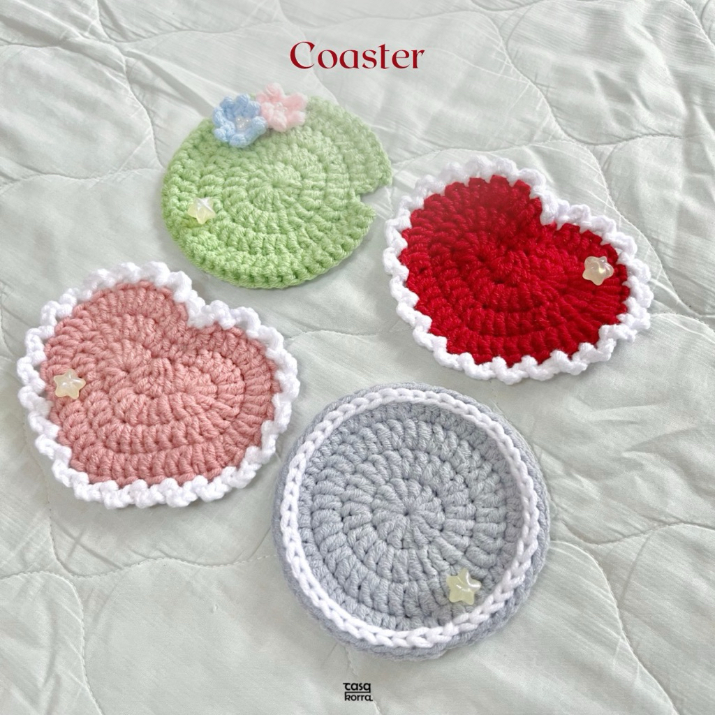 Jual (clearance sale) cutie coaster tatakan gelas rajutan | Shopee ...