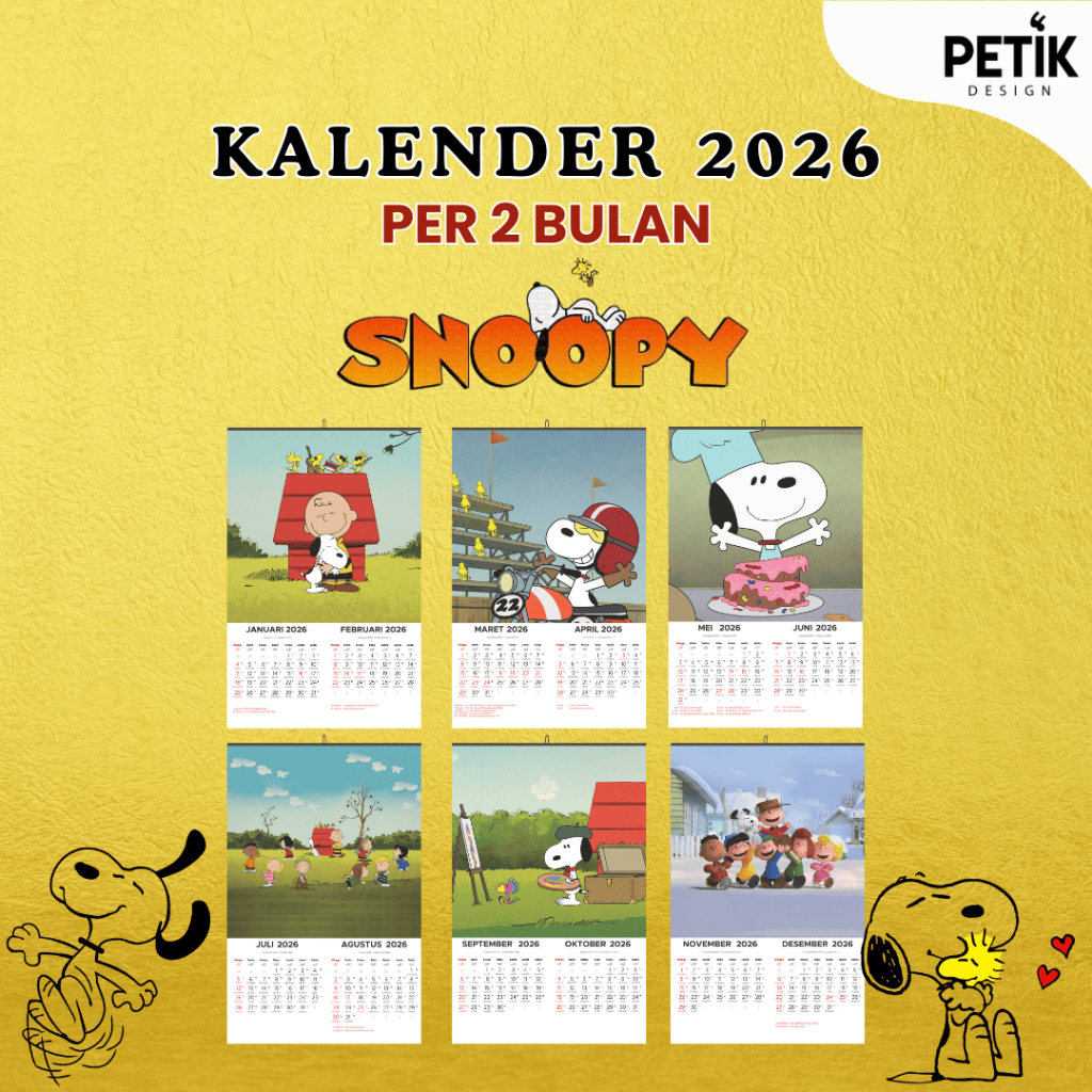 Jual Kalender Dinding Snoopy 2026 6 Lembar Klem | Shopee Indonesia