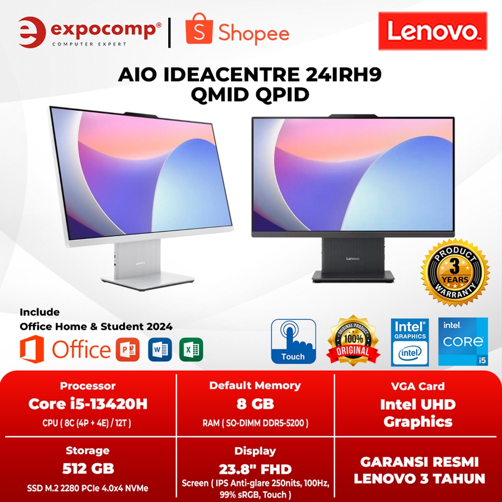 Jual LENOVO AIO ALL IN ONE IDEACENTRE 24IRH9 QMID QPID INTEL CORE i5 ...
