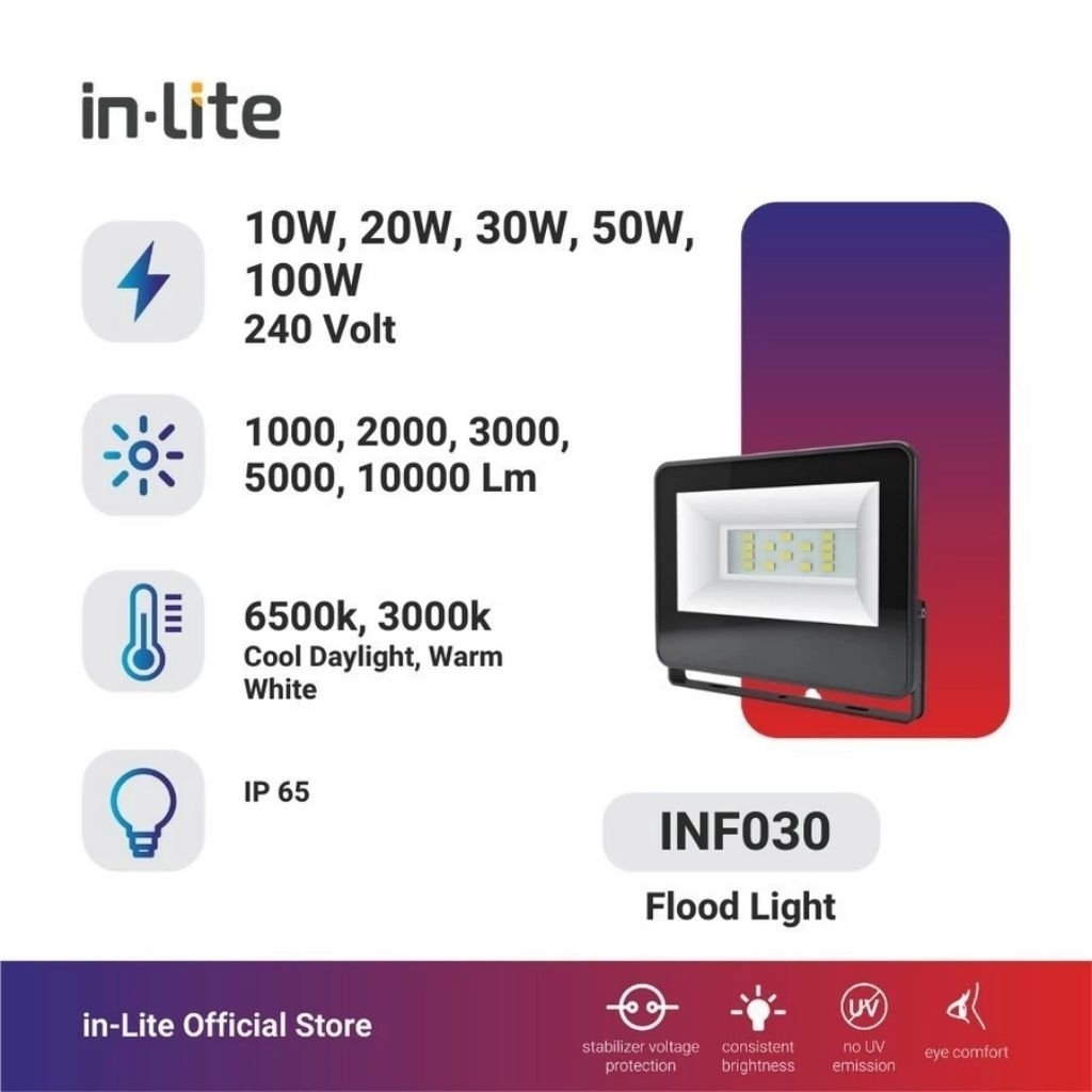 Jual Inlite Sorot Flood Light INF030 100W Cahaya Putih | Shopee Indonesia