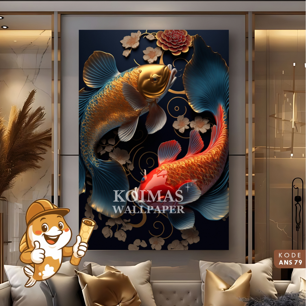 Jual Stiker Ikan Koi Fish 3D Terbaru Wallpaper Dinding Premium Sticker ...