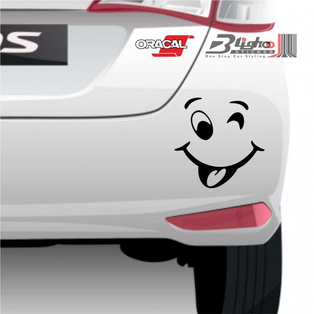 Jual BLIGHOO Cutting Sticker Wajah Senyum Melet Stiker Dekorasi Body ...
