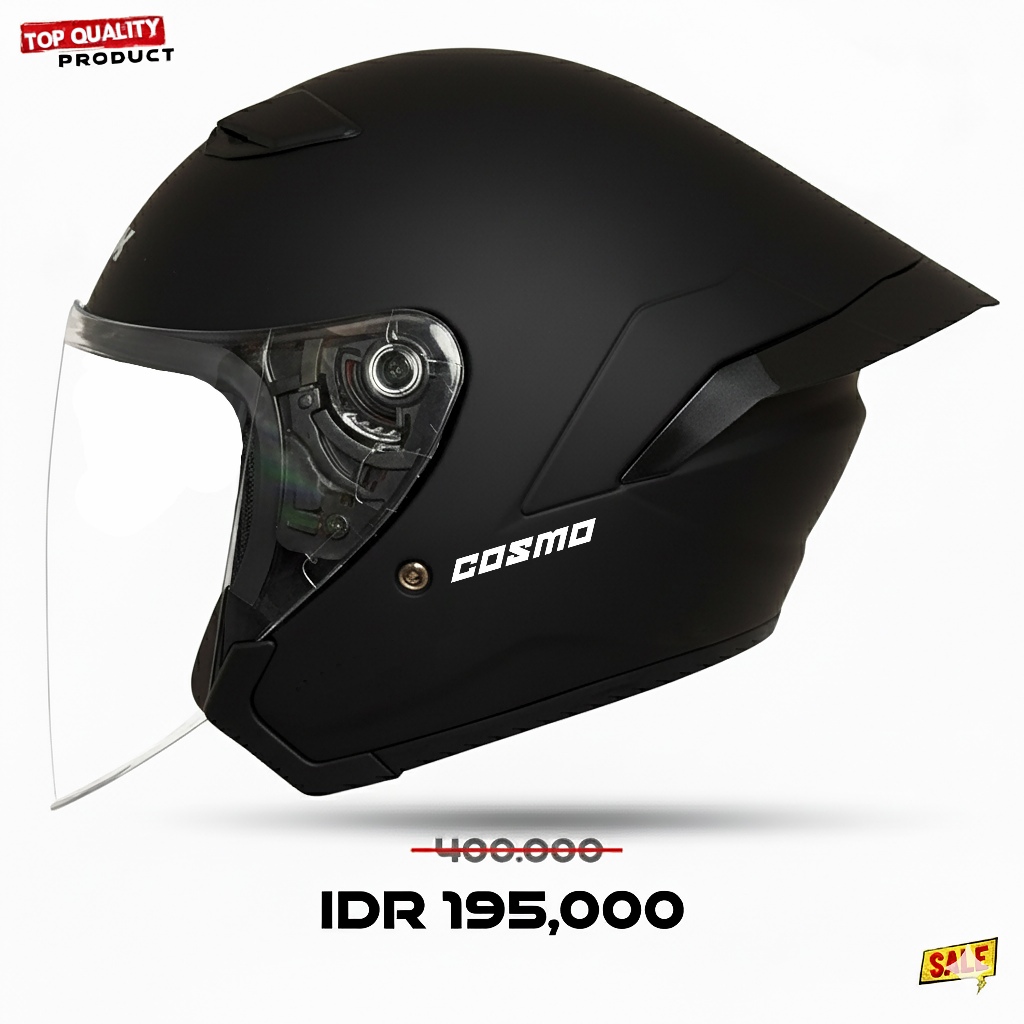 Jual Helm Half Face MLA COSMO | Hijau Mint Kaca Bening | Paket Ganteng ...