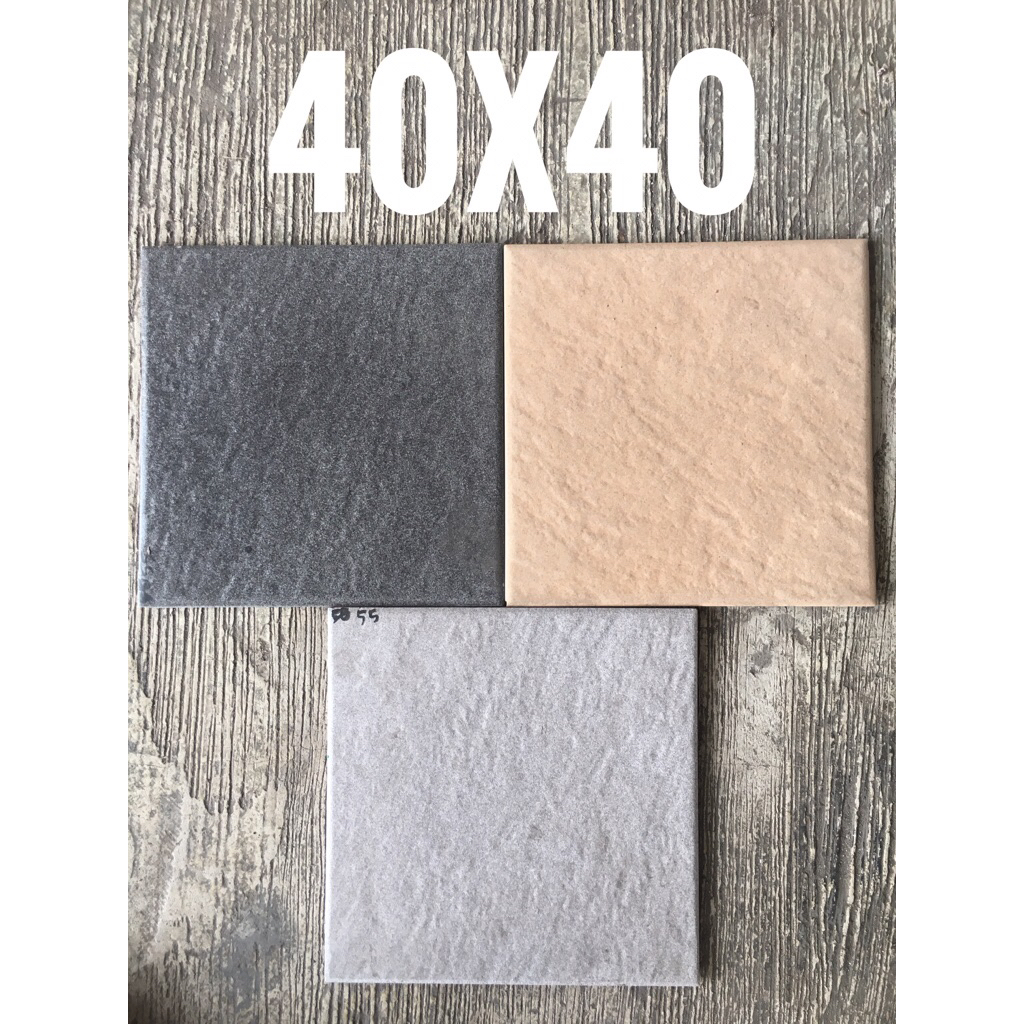 keramik 40x40 kasar asia oscar brown impreso rocky impresso black garasi teras grey taupe abu muda black hitam rocky kasar timbul gelombang