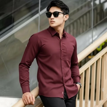 Sallamahgo Kemeja Pria Polos Lengan Panjang Kemeja Polos Casual Slimfit Bahan Katun Big Size