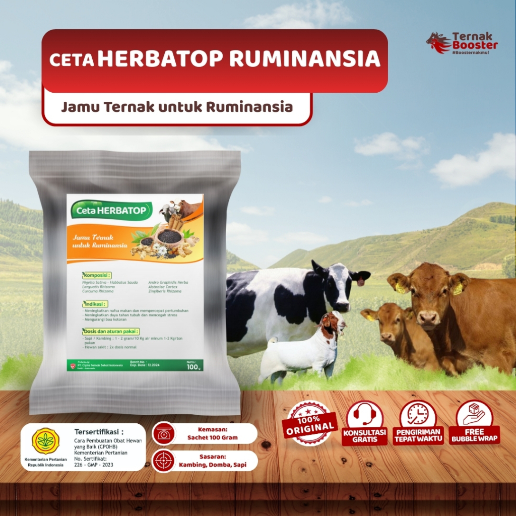 Jual CETA HERBATOP RUMINANSIA - Jamu Herbal Ternak untuk Sapi, Kambing ...
