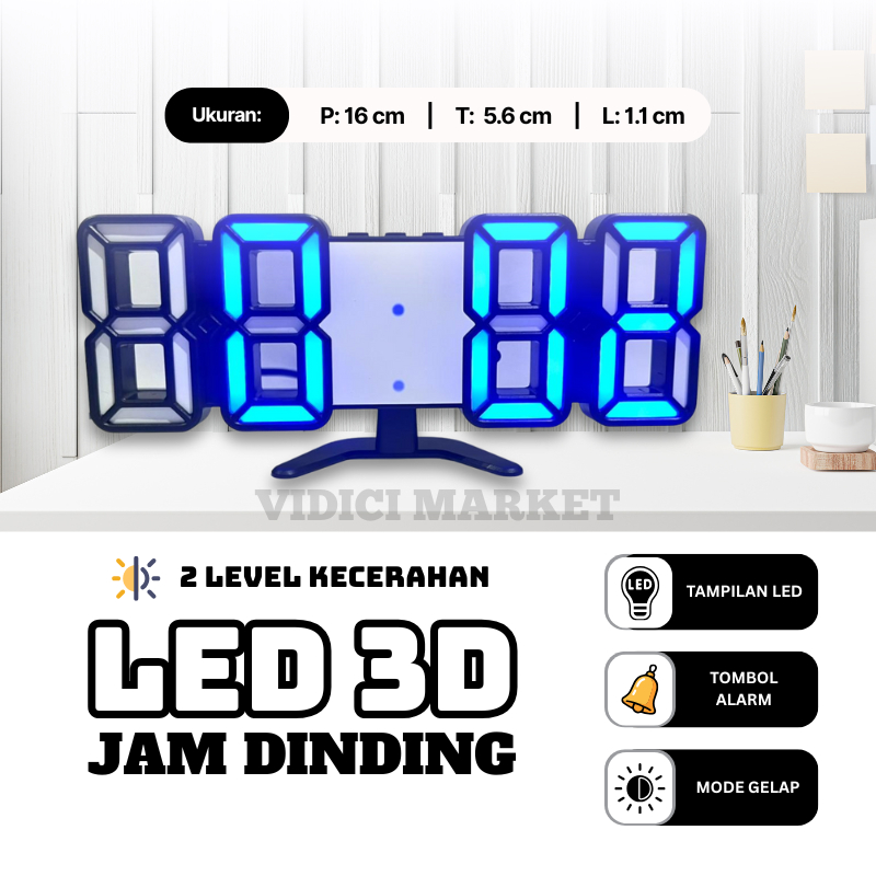 Jual Jam Dinding LED Display Modern Minimalis/ Jam Alarm Dinding ...