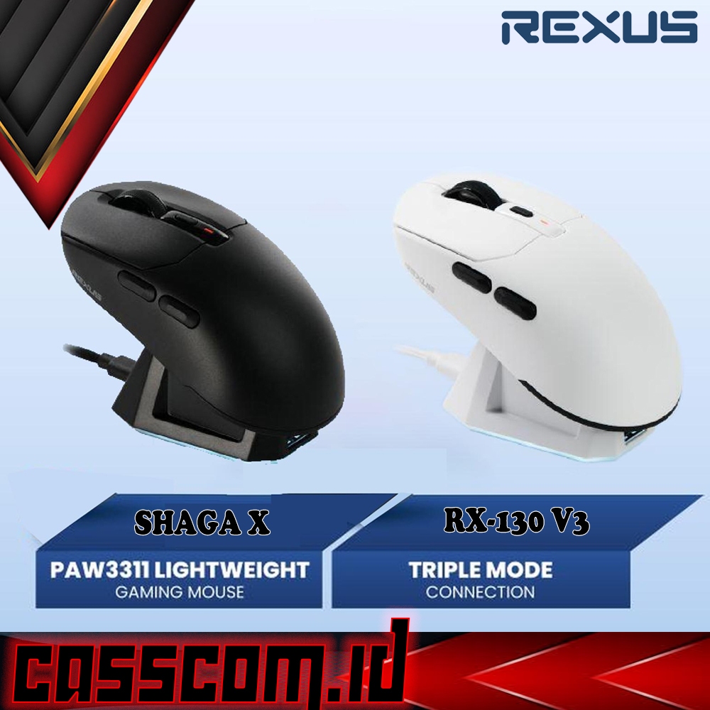 Jual Rexus Shaga RX130 V3 Mouse Gaming Wireless Tri Mode Connection ...