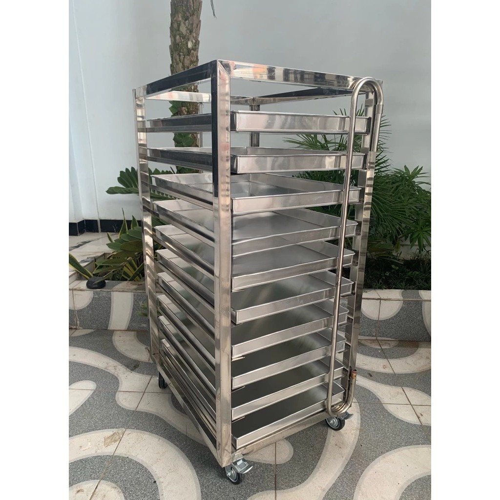 Jual Troly rak loyang bakeri uk 60x40 10 susun fullset | Shopee Indonesia