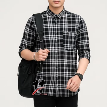 Kemeja Pria Flanel Lengan Panjang Bahan Flanel Halus Motif Jahitan Bagus Nyaman Dipakai