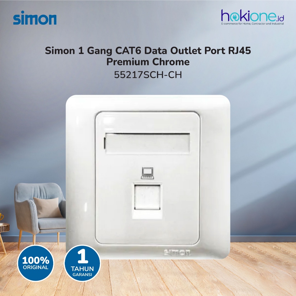 Jual Simon 1 Gang CAT6 Data Outlet Port RJ45 Premium Chrome – 55217SCH ...