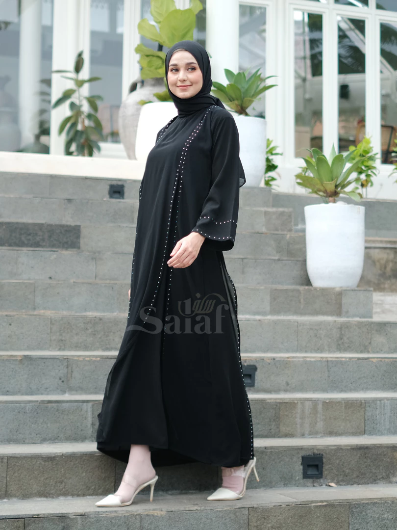 Abaya Turkey Gamis Hitam Turki detail potongan rapi