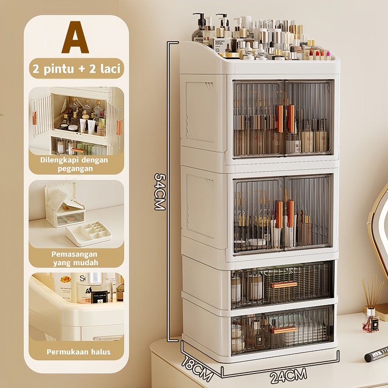 Jual Rak Meja Kosmetik Premium Rak Organizer Make Up Pintu Sliding ...