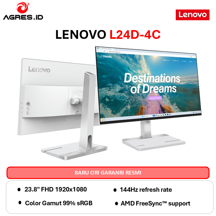 Jual LENOVO MONITOR 24 INCH L24D-4C IPS FHD 1080P 1MS 144HZ AMD