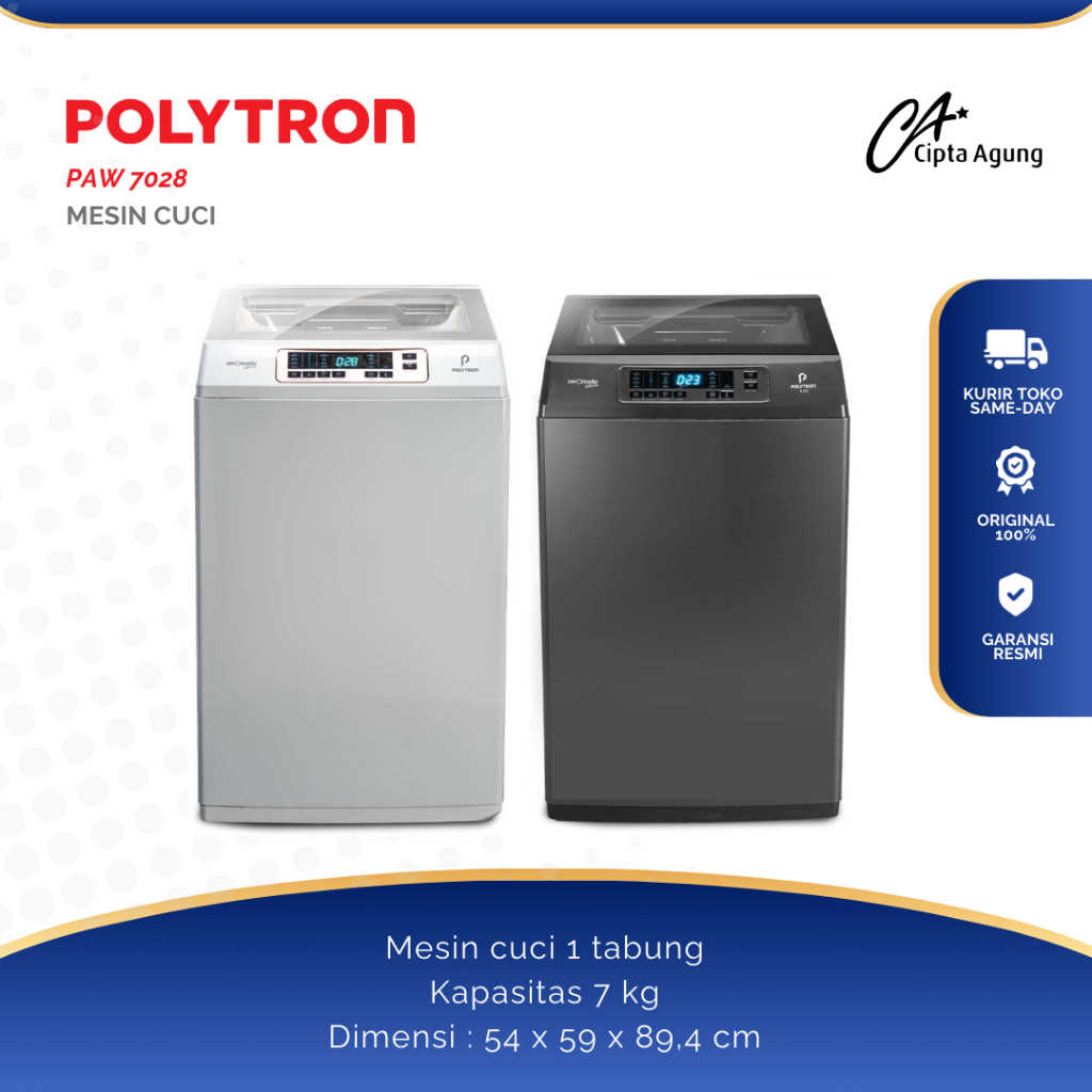 Jual POLYTRON MESIN CUCI 7KG 7 KG PAW-7028Y PAW 7028 Y PAW 7028Y ...
