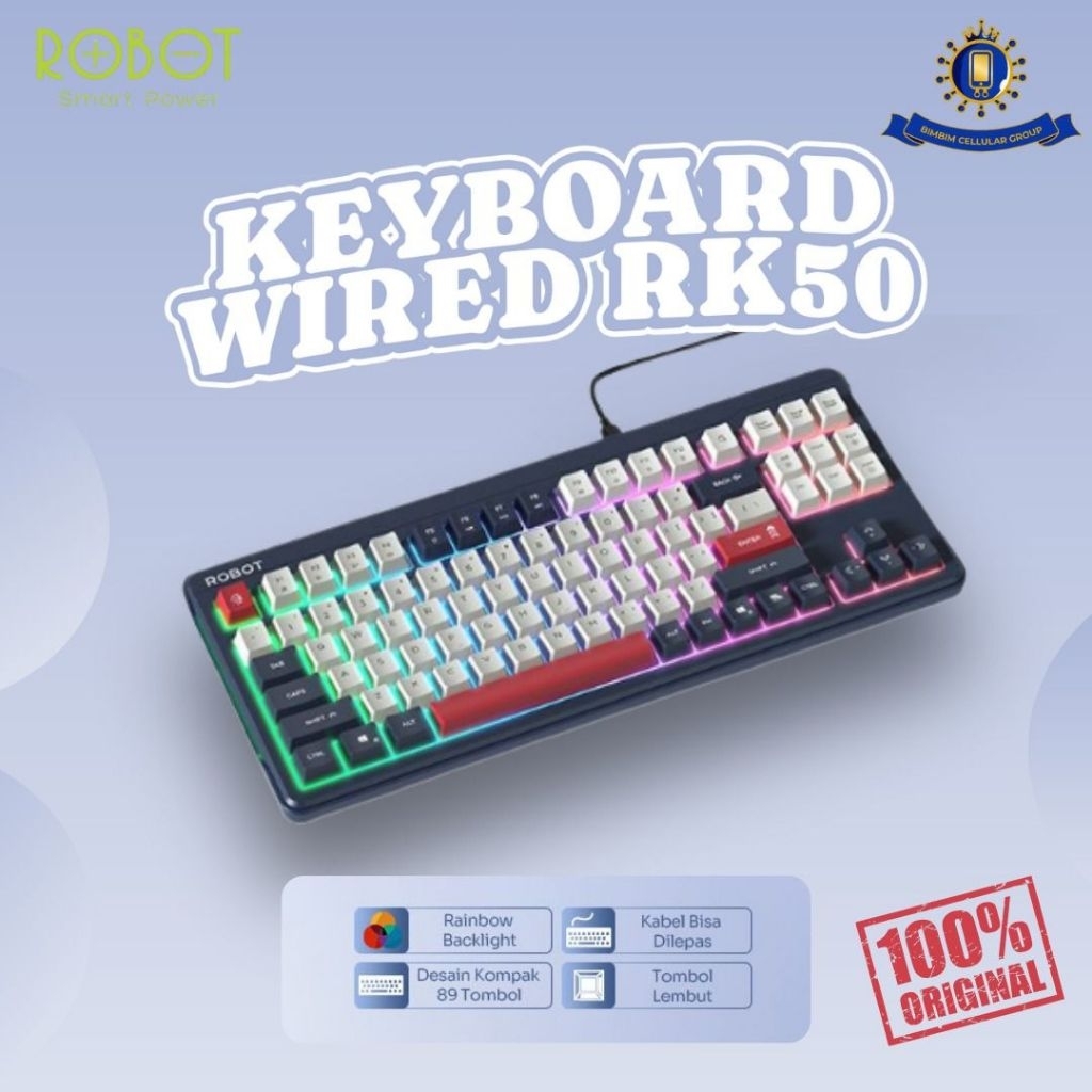 Jual ROBOT RK50 WIRED KEYBOARD Detachable Cable Rainbow LED Backlit ...