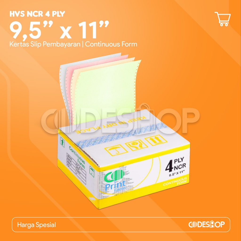 Jual Kertas Continuous Form 4 Ply HVS 9.5 x 11 inch 9 1/2