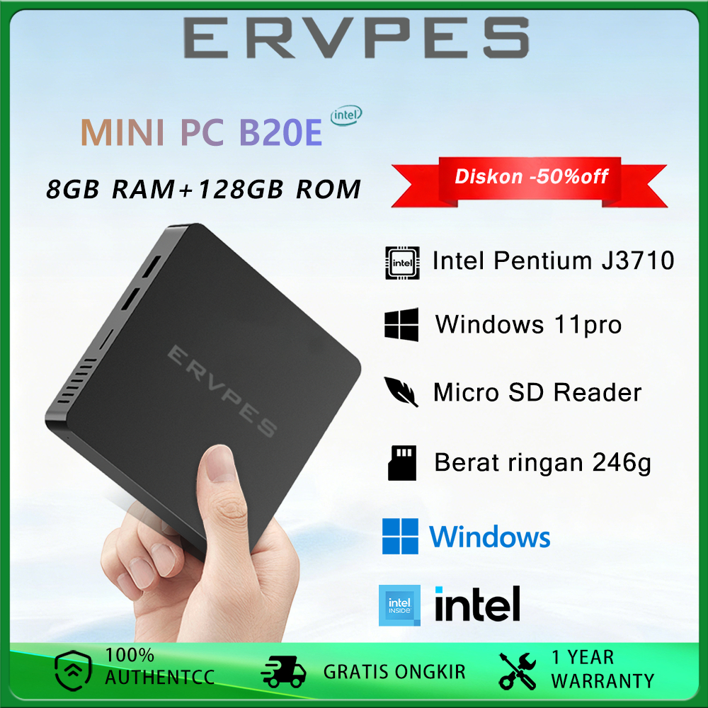Jual Mini PC ERVPES B20E Intel J3710 8GB RAM + 128GB SSD Windows Mini ...
